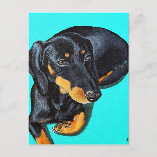Miniature Dachshund Painting Briefkaart (Voorkant)