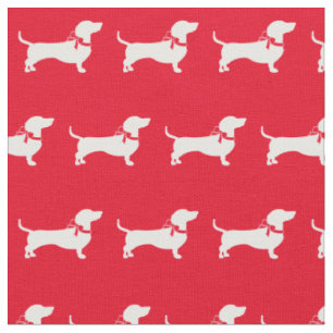 Miniature Dachshund Weiner Dog Silhouette Pet Red Stof