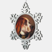 MINIATURE DOG PORTRAITS Bloodhound Tin Sneeuwvlok Ornament (Rechts)
