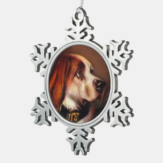 MINIATURE DOG PORTRAITS Bloodhound Tin Sneeuwvlok Ornament (Rechts)