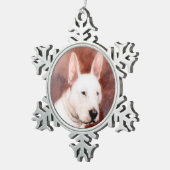 MINIATURE DOG PORTRAITS Bull Terrier Tin Sneeuwvlok Ornament (Rechts)