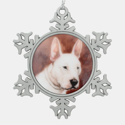 MINIATURE DOG PORTRAITS Bull Terrier Tin Sneeuwvlok Ornament (Voorkant)