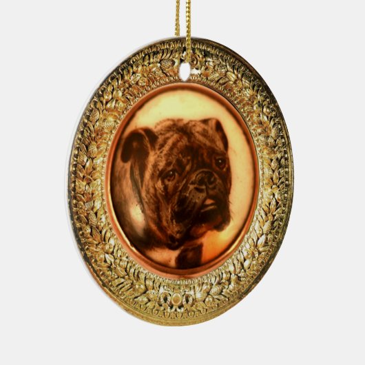 MINIATURE DOG PORTRAITS Bulldog Keramisch Ornament (Rechts)