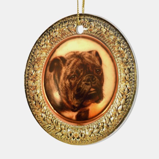 MINIATURE DOG PORTRAITS Bulldog Keramisch Ornament (Links)