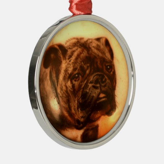 MINIATURE DOG PORTRAITS Bulldog Metalen Ornament (Rechts)