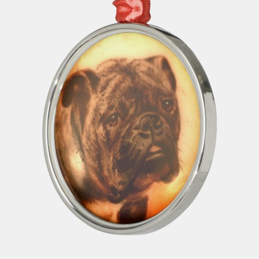 MINIATURE DOG PORTRAITS Bulldog Metalen Ornament (Links)