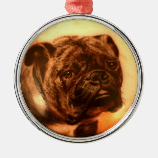 MINIATURE DOG PORTRAITS Bulldog Metalen Ornament (Voorkant)