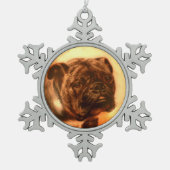 MINIATURE DOG PORTRAITS Bulldog Tin Sneeuwvlok Ornament (Voorkant)