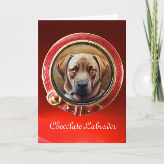 MINIATURE DOG PORTRAITS Chocolate Labrador Feestdagen Kaart (Voorkant)