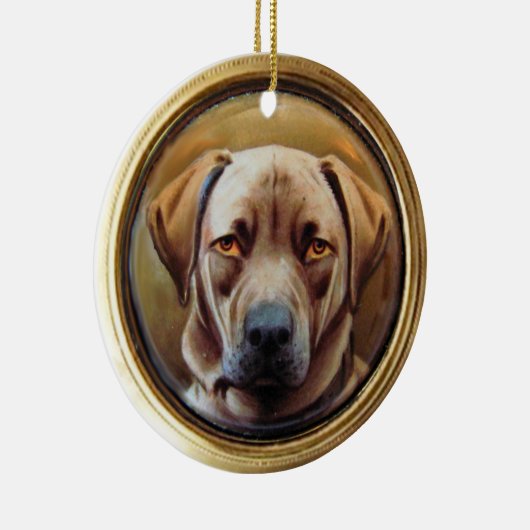 MINIATURE DOG PORTRAITS, Chocolate Labrador Keramisch Ornament (Rechts)