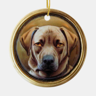 MINIATURE DOG PORTRAITS, Chocolate Labrador Keramisch Ornament
