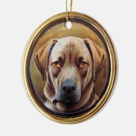 MINIATURE DOG PORTRAITS, Chocolate Labrador Keramisch Ornament (Links)