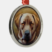 MINIATURE DOG PORTRAITS, Chocolate Labrador Metalen Ornament (Rechts)
