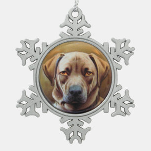 MINIATURE DOG PORTRAITS Chocolate Labrador Tin Sneeuwvlok Ornament