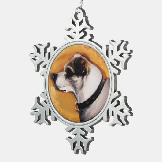 MINIATURE DOG PORTRAITS Fox Terrier Tin Sneeuwvlok Ornament (Rechts)