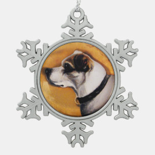 MINIATURE DOG PORTRAITS Fox Terrier Tin Sneeuwvlok Ornament