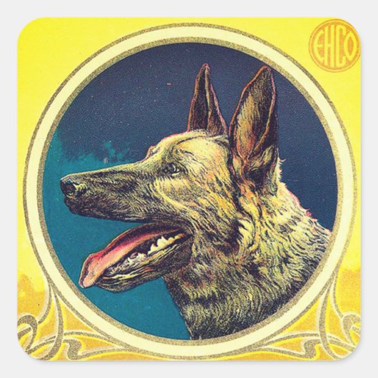 MINIATURE DOG PORTRAITS German Shepherd Vierkante Sticker (Voorkant)