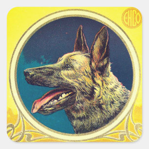 MINIATURE DOG PORTRAITS German Shepherd Vierkante Sticker