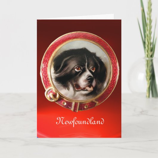 MINIATURE DOG PORTRAITS Newfoundland Feestdagen Kaart (Voorkant)