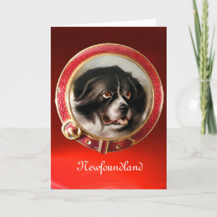 MINIATURE DOG PORTRAITS Newfoundland Feestdagen Kaart