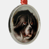 MINIATURE DOG PORTRAITS Newfoundland Metalen Ornament (Rechts)