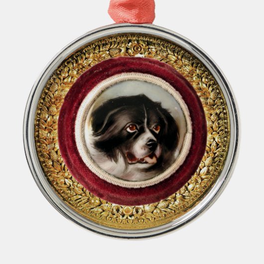 MINIATURE DOG PORTRAITS Newfoundland Metalen Ornament (Voorkant)