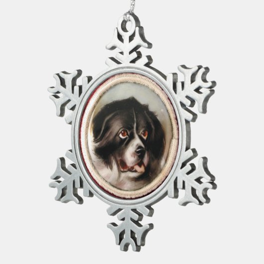 MINIATURE DOG PORTRAITS Newfoundland Tin Sneeuwvlok Ornament (Rechts)