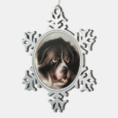 MINIATURE DOG PORTRAITS Newfoundland Tin Sneeuwvlok Ornament (Rechts)