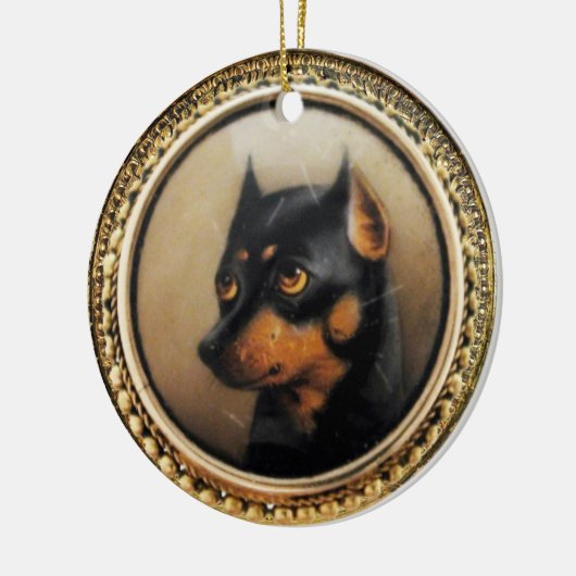 MINIATURE DOG PORTRAITS Pincher Keramisch Ornament (Links)