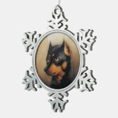 MINIATURE DOG PORTRAITS Pincher Tin Sneeuwvlok Ornament (Rechts)
