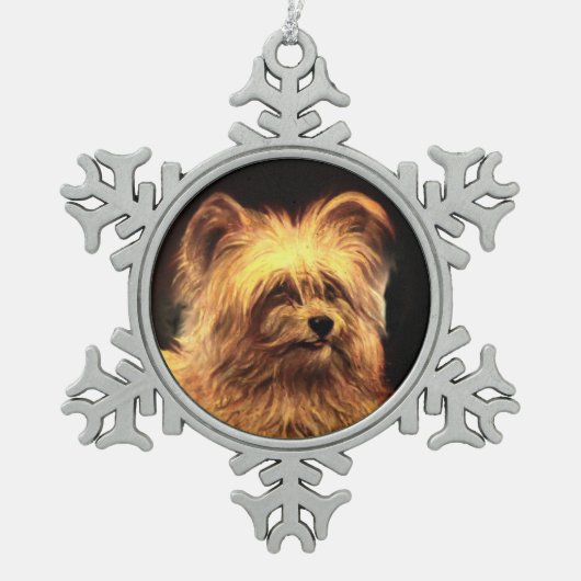 MINIATURE DOG PORTRAITS Skye Terrier Tin Sneeuwvlok Ornament (Voorkant)
