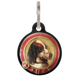 MINIATURE DOG PORTRAITS Tri Color English Setter Huisdierpenning
