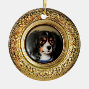 MINIATURE DOG PORTRAITS Tricolor Spaniel Keramisch Ornament