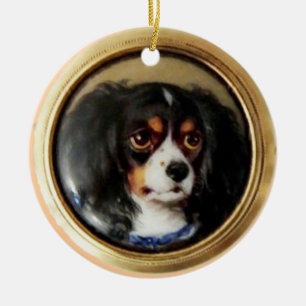 MINIATURE DOG PORTRAITS Tricolor Spaniel Keramisch Ornament