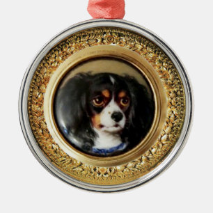 MINIATURE DOG PORTRAITS Tricolor Spaniel Metalen Ornament