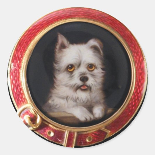 MINIATURE DOG PORTRAITS WEST HOGLAND TERRIER RONDE STICKER (Voorkant)