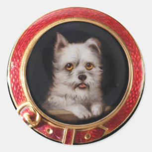 MINIATURE DOG PORTRAITS WEST HOGLAND TERRIER RONDE STICKER