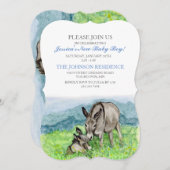 Miniature Donkey Baby shower Invitation Kaart (Voorkant / Achterkant)