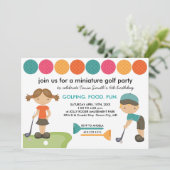 Miniature Golf Birthday Party Invitations for Kids Kaart (Staand voorkant)