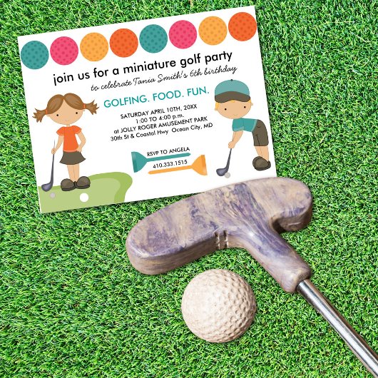 Miniature Golf Birthday Party Invitations for Kids Kaart