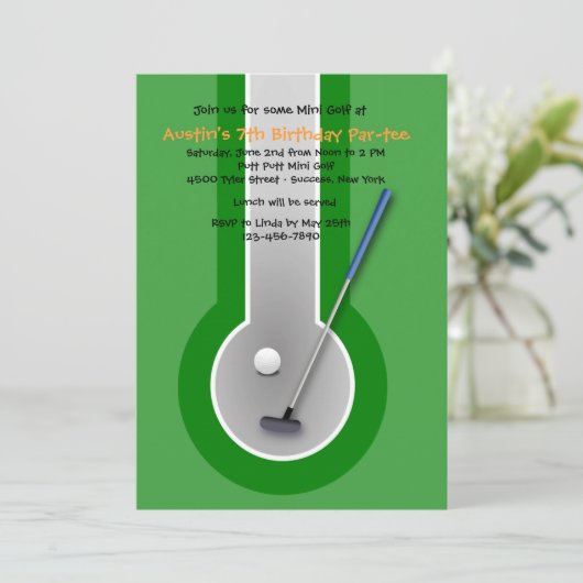 Miniature Golf Birthday Party Kaart (Staand voorkant)