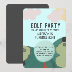 Miniature Golf Illustration Birthday Party Green Kaart