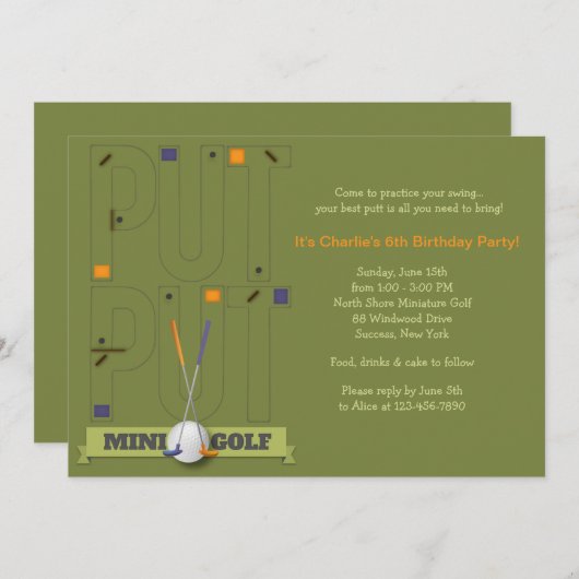 Miniature Golf Kaart (Voorkant / Achterkant)