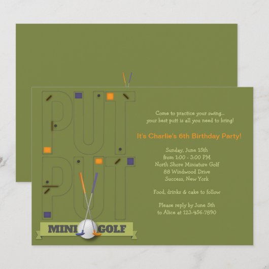 Miniature Golf Kaart (Voorkant / Achterkant)