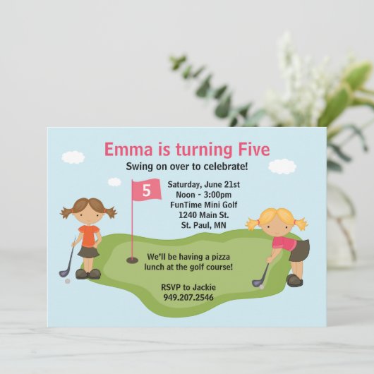 Miniature Golf Party Invitation Kaart (Staand voorkant)