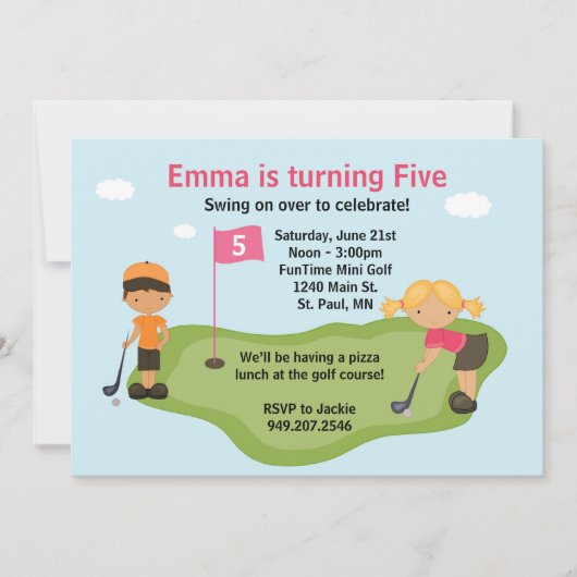 Miniature Golf Party Invitation Kaart (Voorkant)