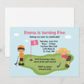 Miniature Golf Party Invitation Kaart (Voorkant / Achterkant)