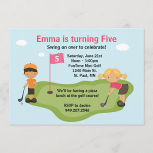 Miniature Golf Party Invitation Kaart