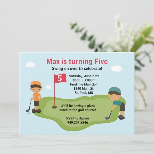 Miniature Golf Party Invitation Kaart (Staand voorkant)
