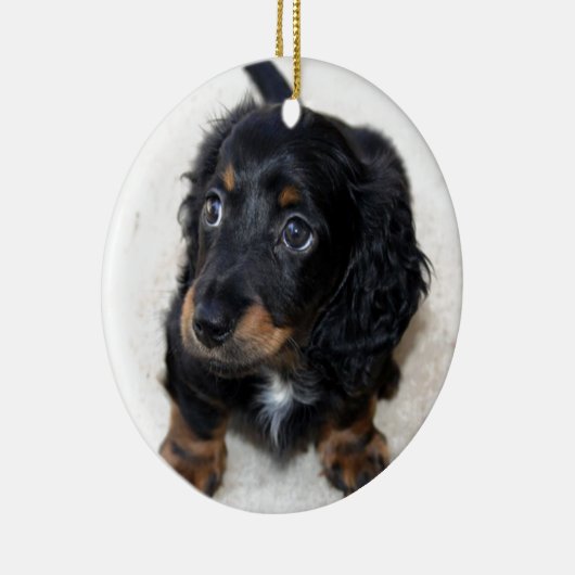 Miniature Long Hazard Dashund Keramisch Ornament (Rechts)